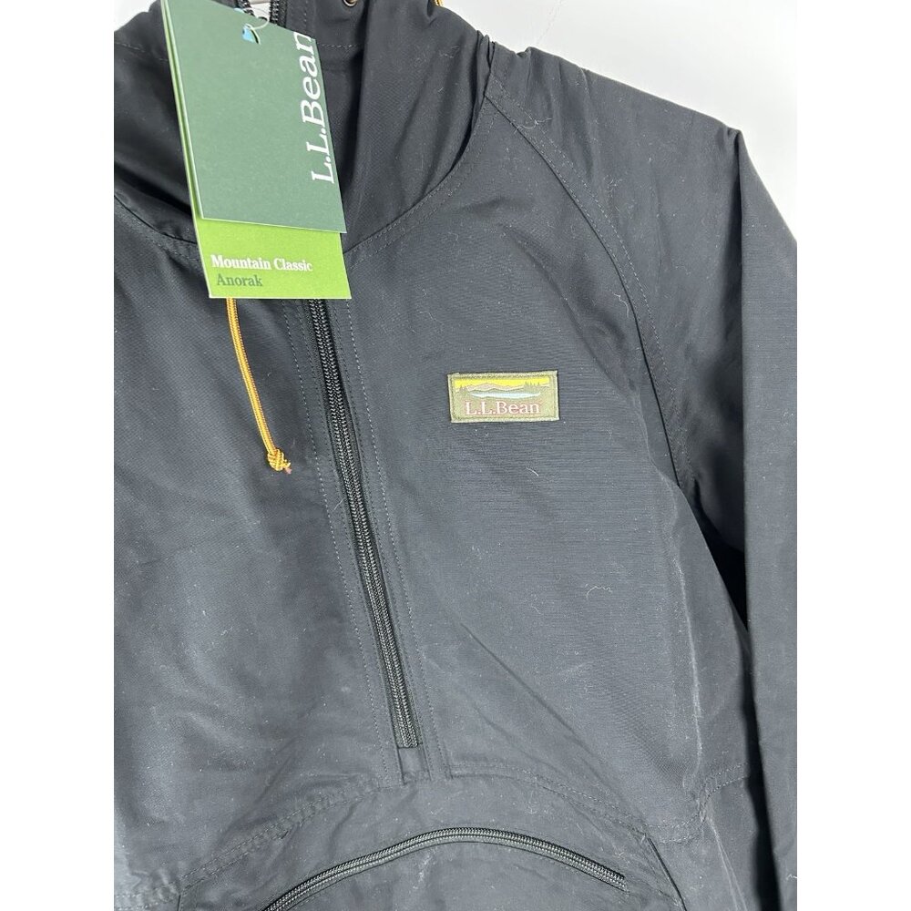 LL Bean Mountain Classic Anorak Jacket Mens S Black Hooded Coat WB Mason Logo - Picture 3 of 10
